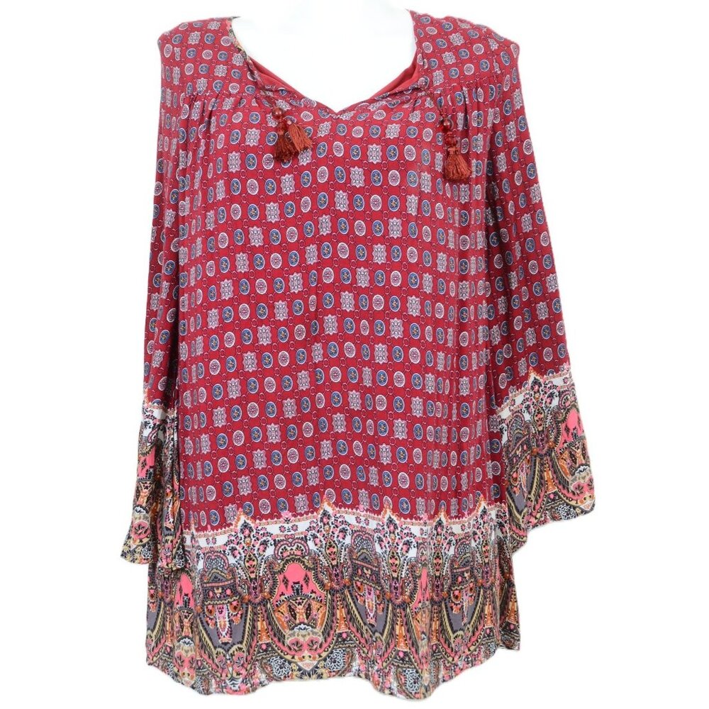 Loveriche Colorful Boho Women's L Tunic Flowy‎ Top Mini Dress Western Coastal